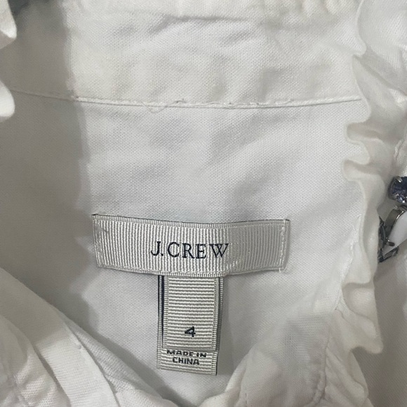 J. Crew Sleeveless Rhinestone Jewel Embellished White Button Up Top Blouse - Picture 5 of 7